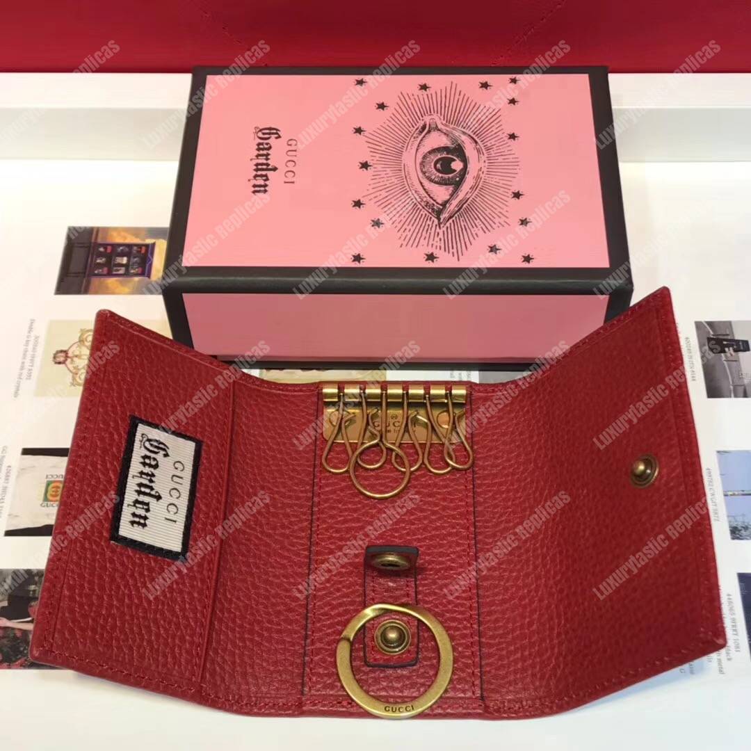 G*u*i garden leather key case red with bat