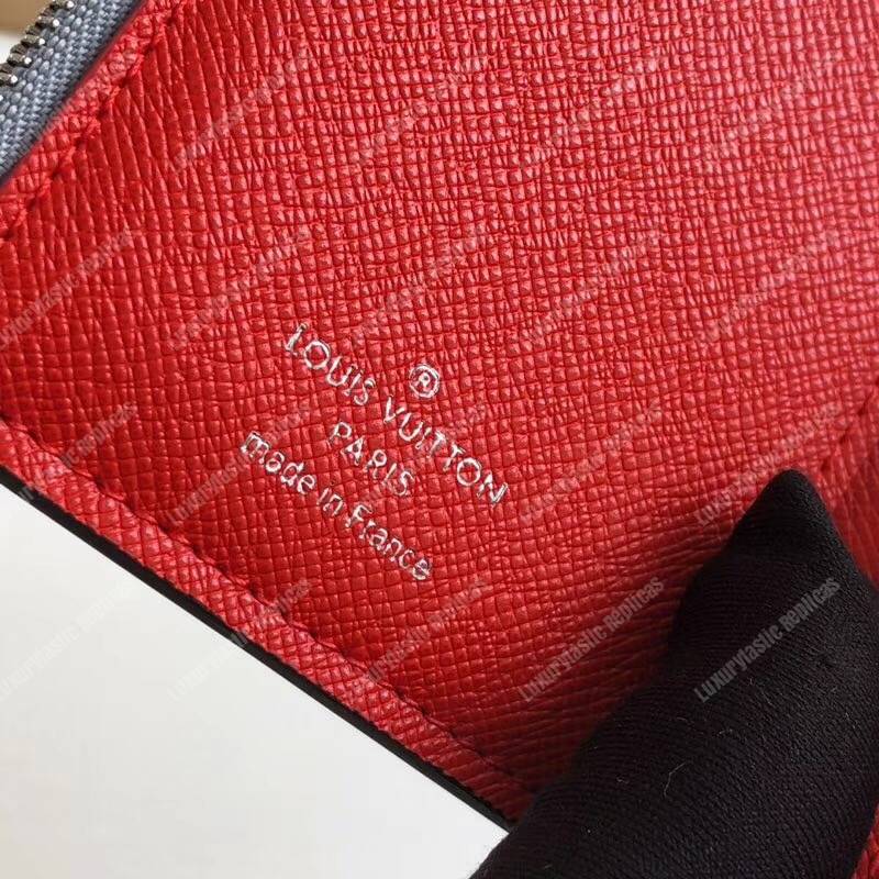 LV Rivets Chain Wallet Damier Graphite Canvas Epi Canvas Red