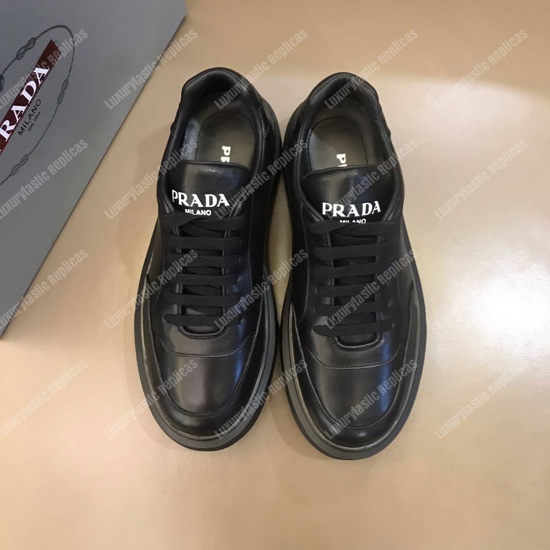 Pra*a leather sneakers black/black sole