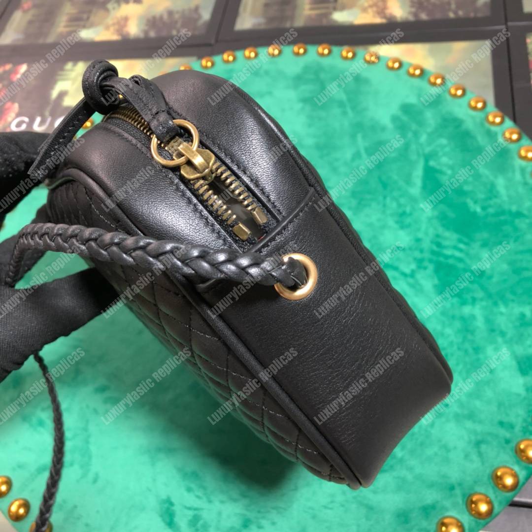 G*u*i quilted leather small shoulder bag black