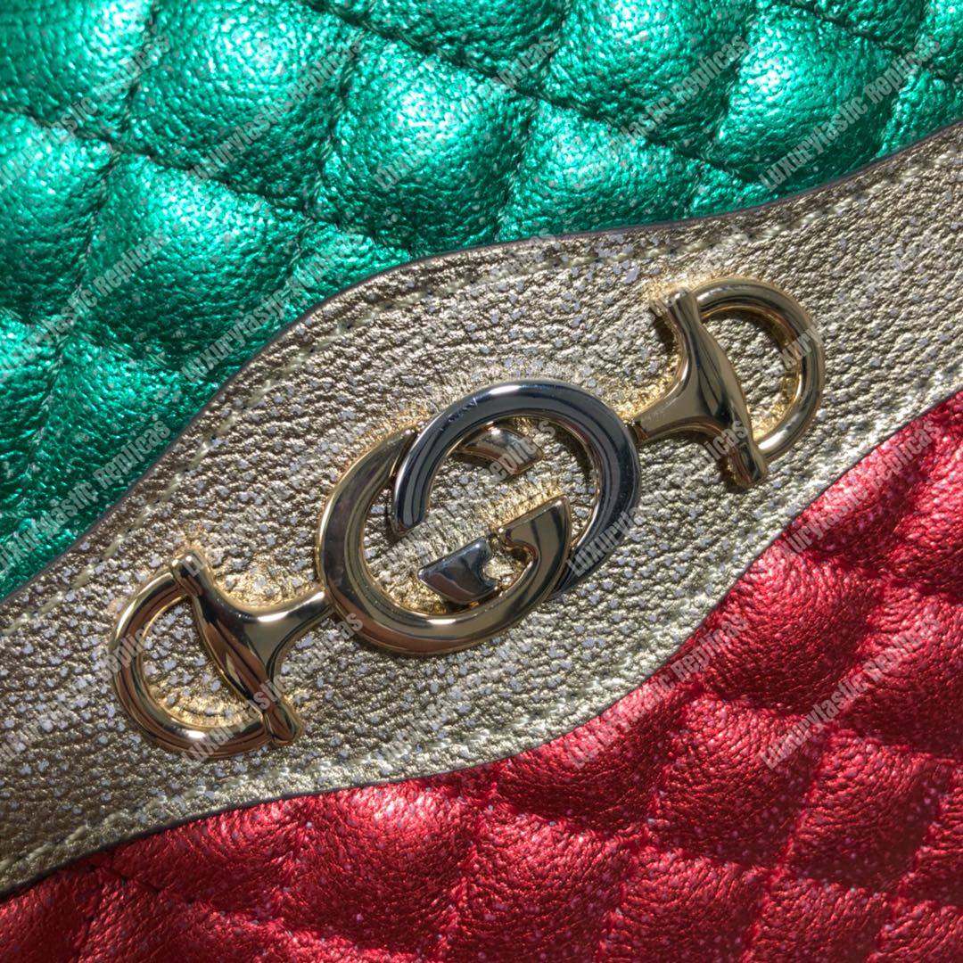 G*u*i laminated leather small shoulder bag red/green