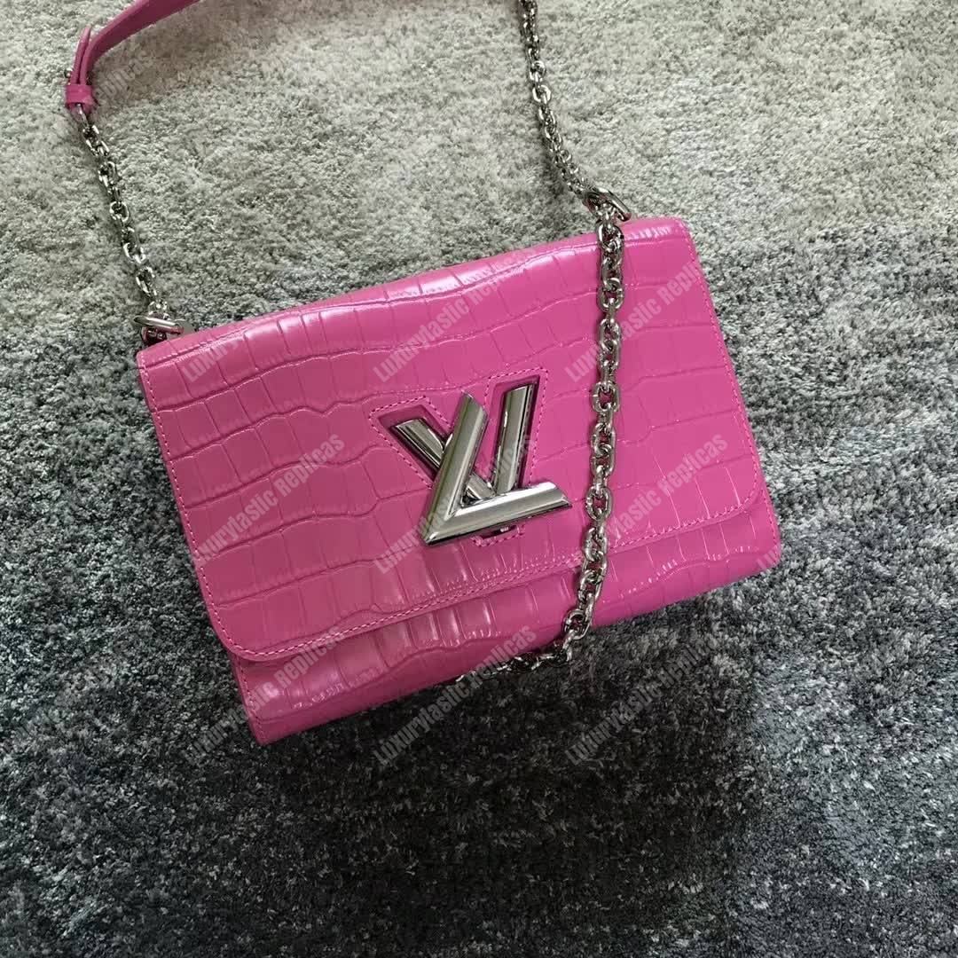 LV Twist Bag MM Crocodilien Brillant Pink