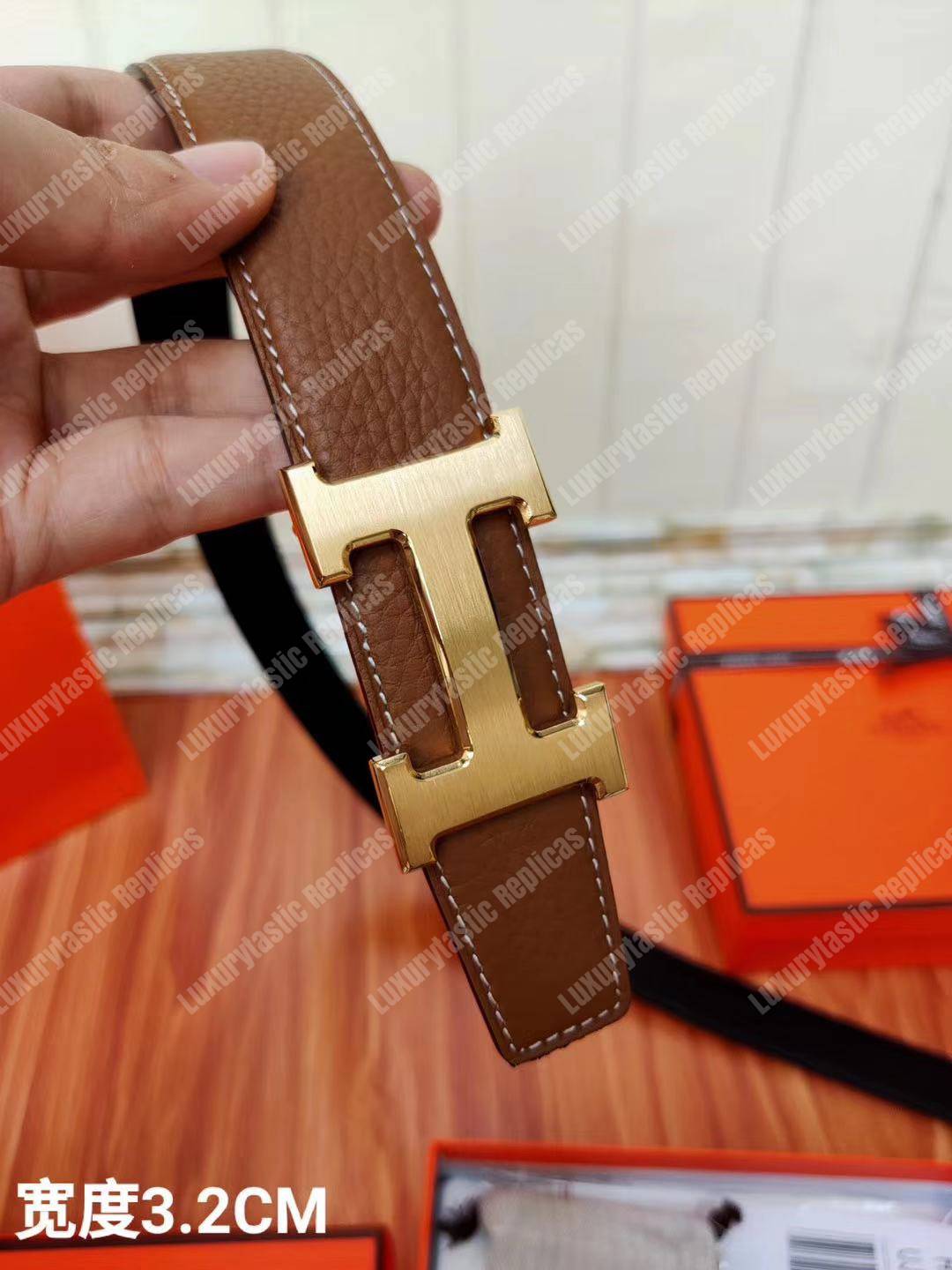 replica H**mes h belt buckle reversible leather strap brown