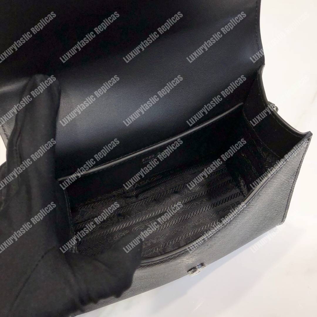 pra*a monoCh*0me saffiano leather bag black