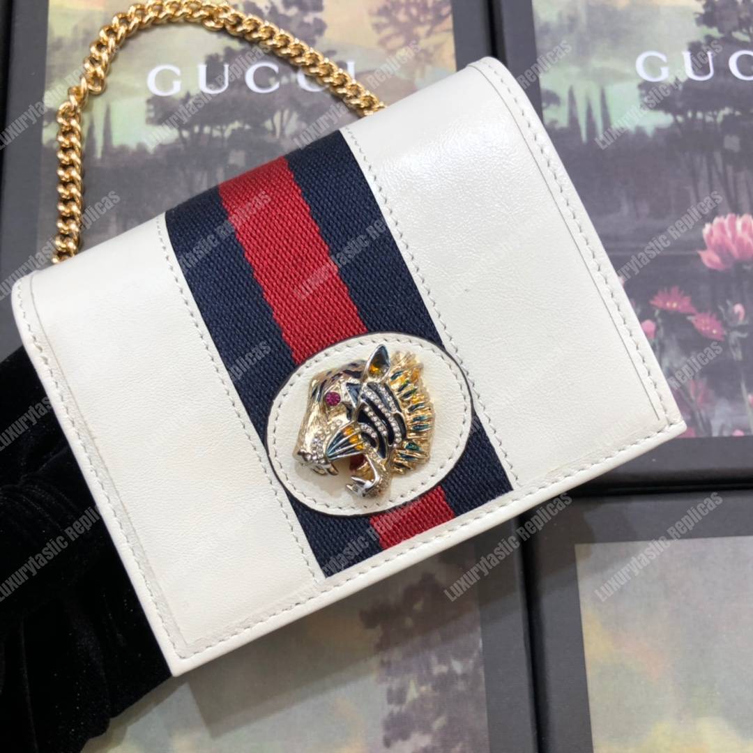 G*u*i rajah chain card case wallet white