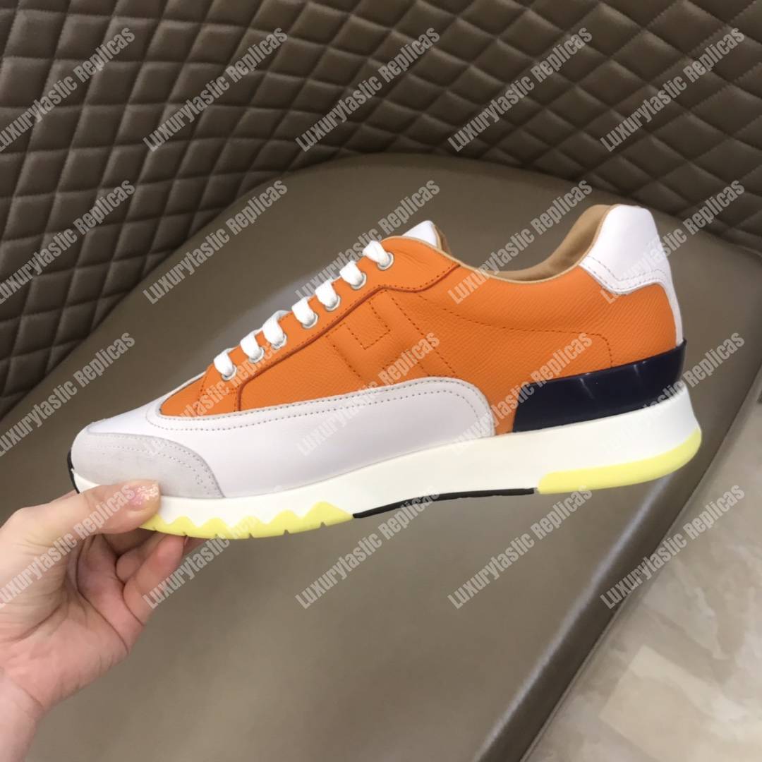 H**mes trail sneaker orange/white