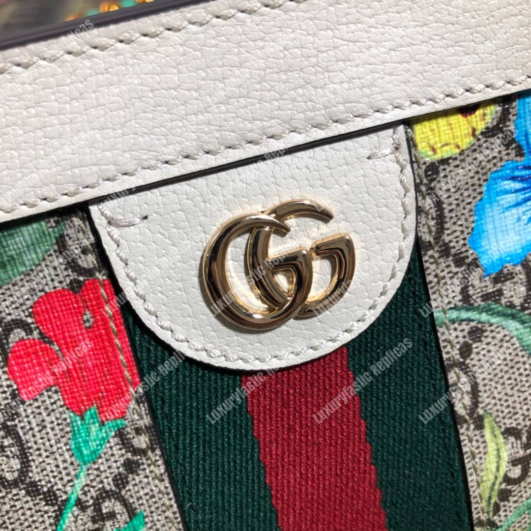 G*u*i ophidia gg flora small shoulder bag white