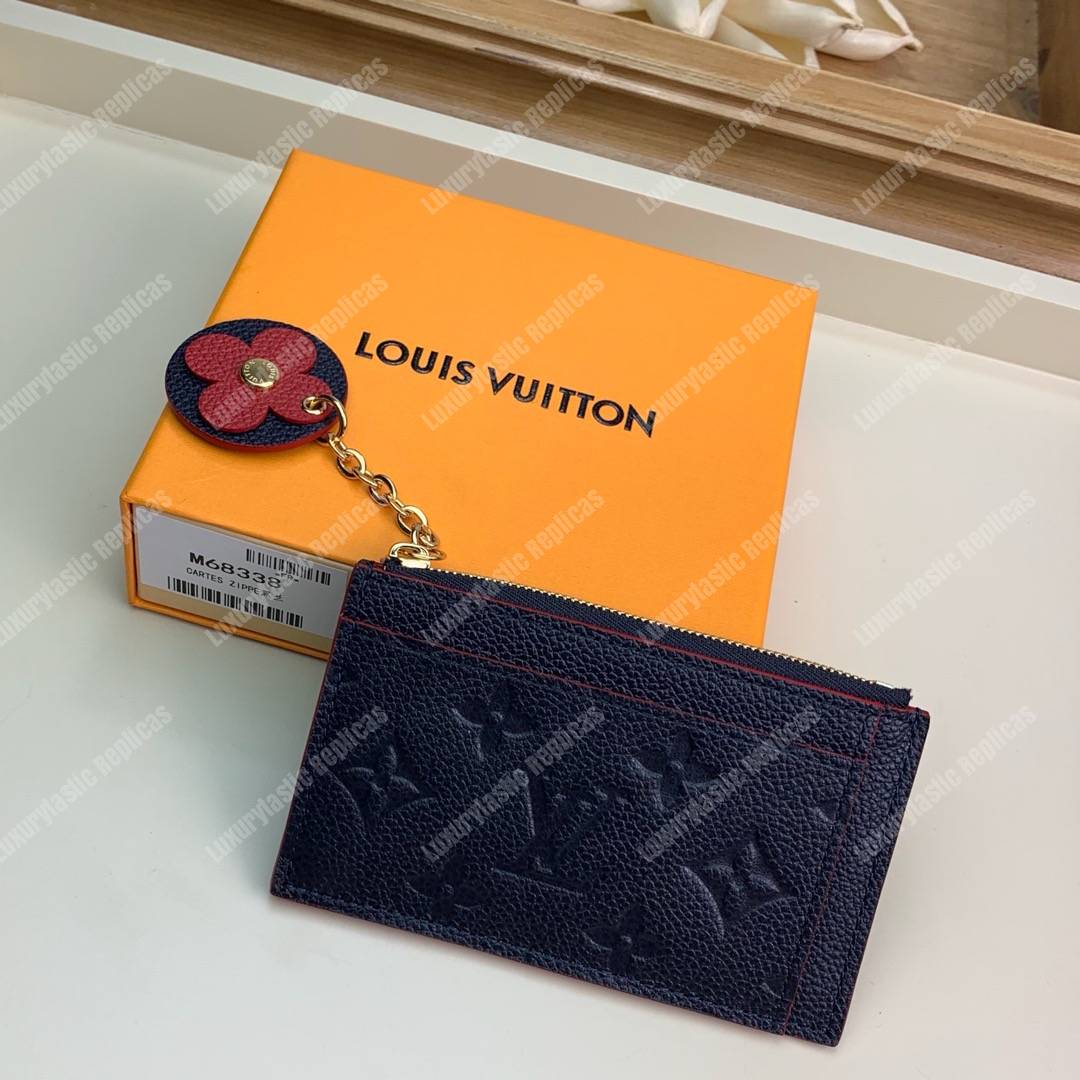 LV Zipped Card Holder Monogram Navy Red