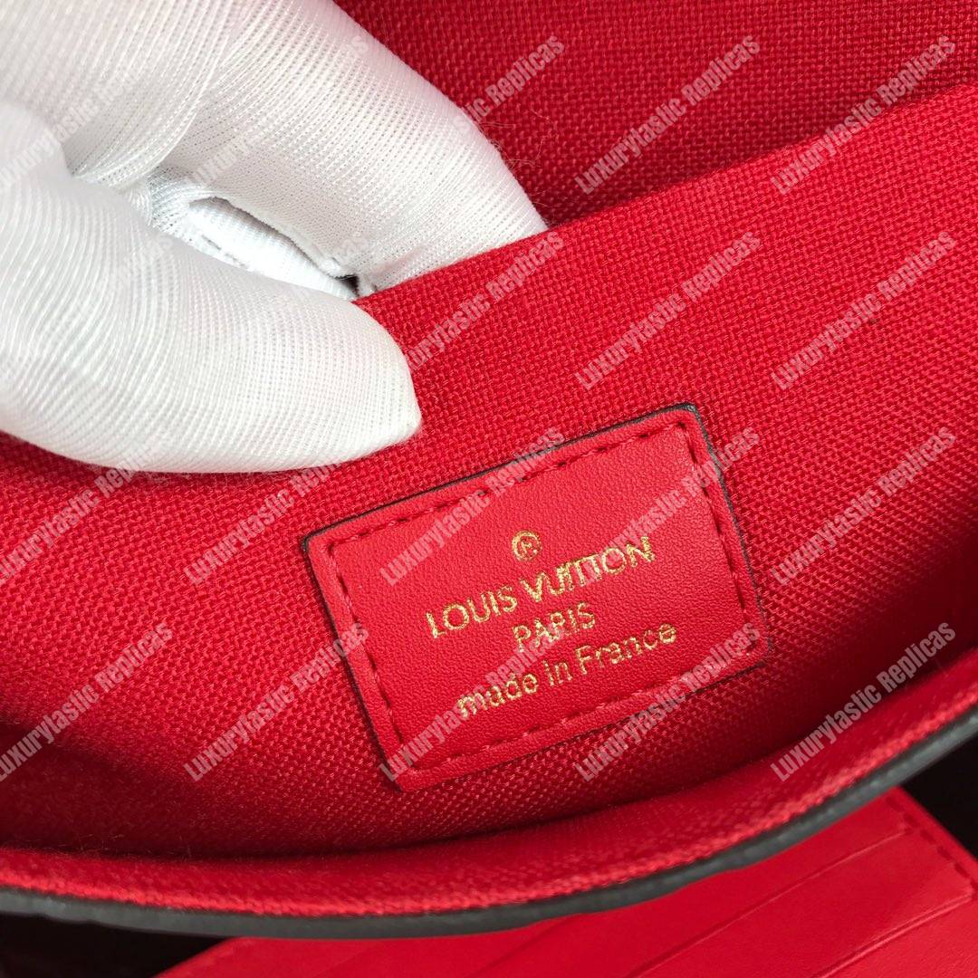 LV Pochette Felicie Monogram Vernis Leather Cerise