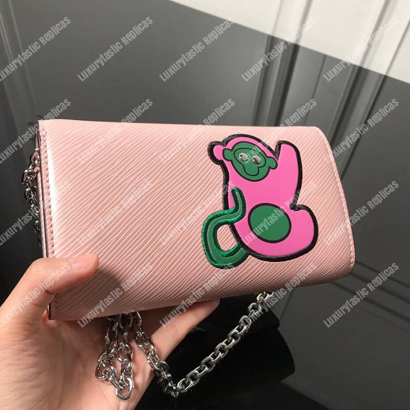 LV Twist Chain Wallet Epi Leather Travel and Trunk-Making Heritage Pink