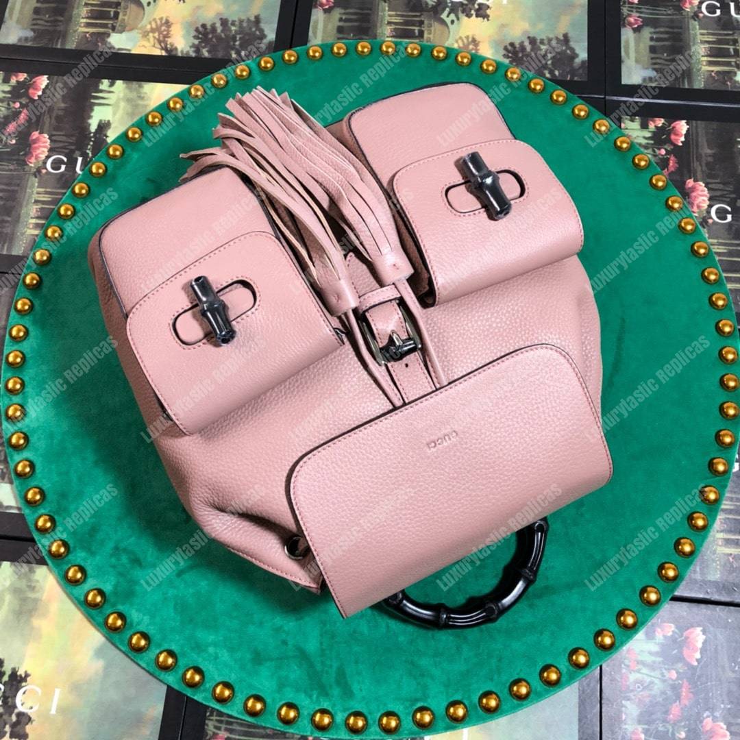 G*u*i leather bamboo tassel backpack magnolia