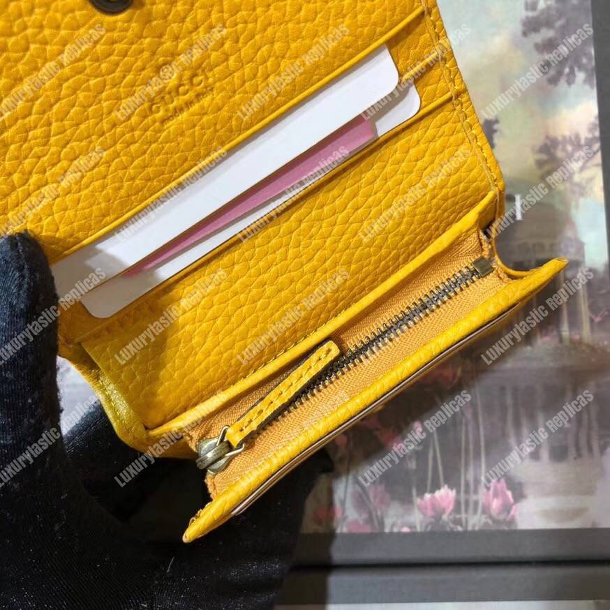 G*u*i garden leather wallet yellow with bat