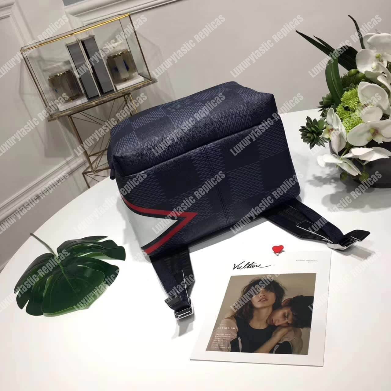 LV Apollo Backpack Damier Cobalt Canvas Red