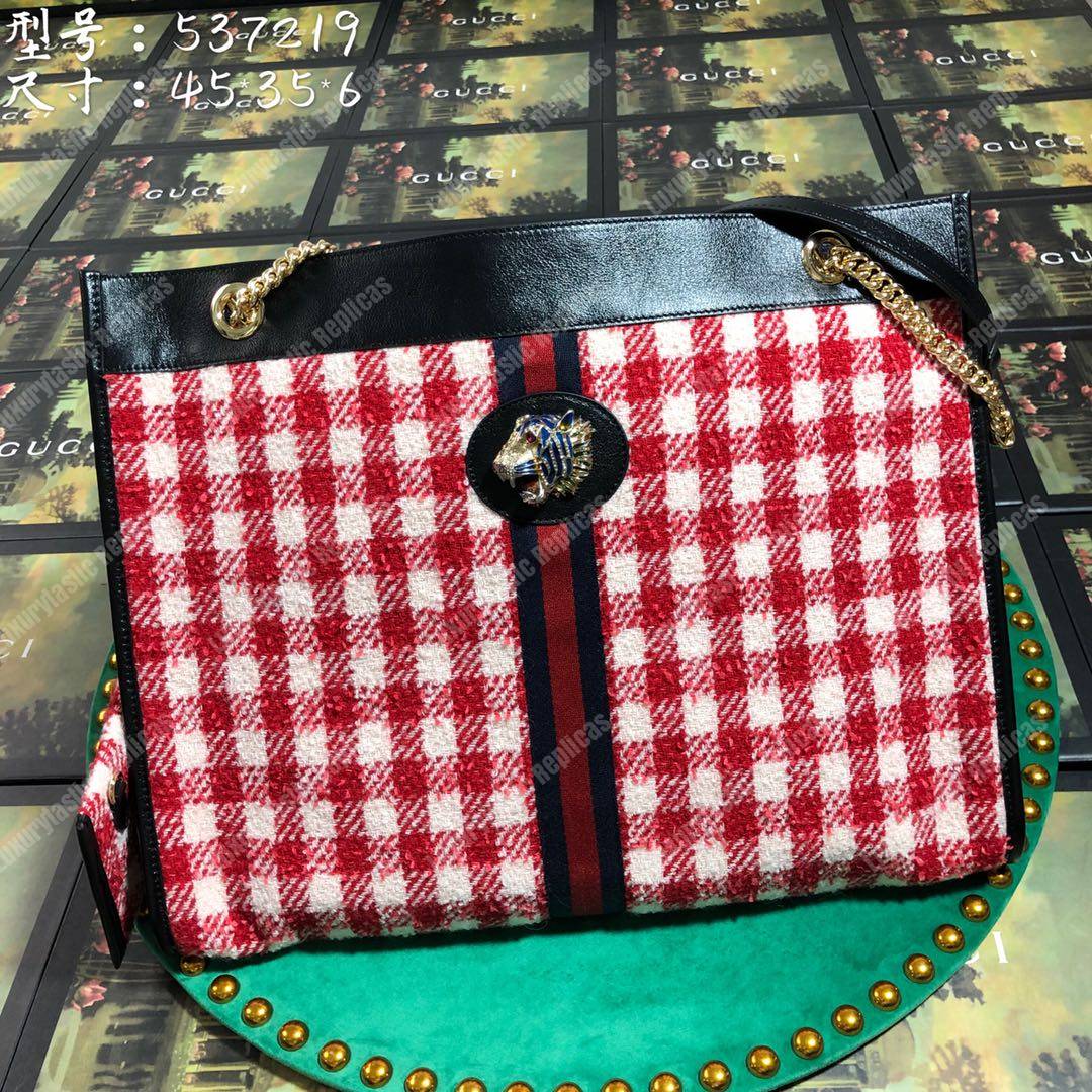 G*u*i rajah tweed large totoe white/red