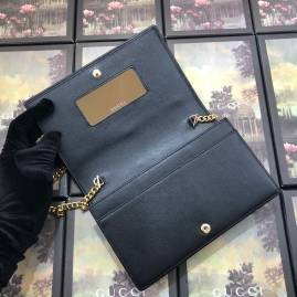 G*u*i leather chain card case wallet gold/black