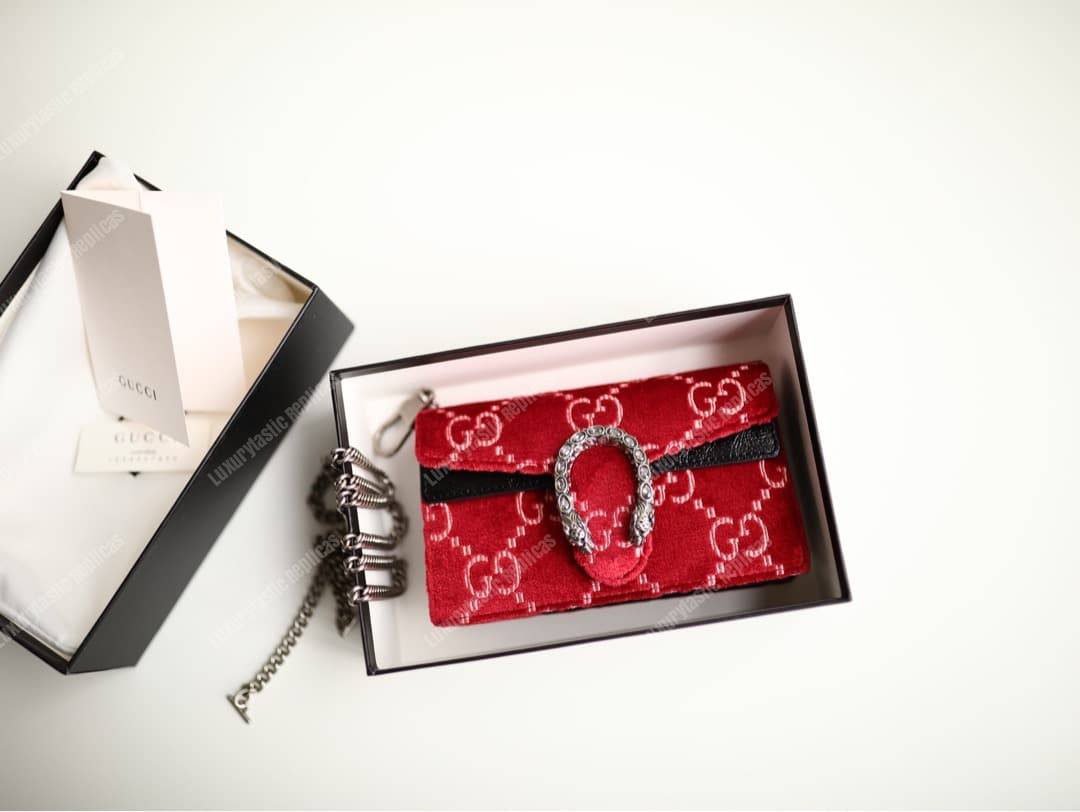 G*u*i dionysus gg velvet super mini bag red