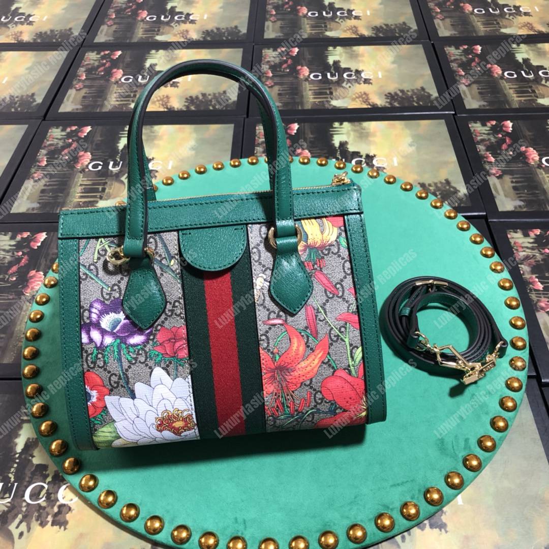 G*u*i ophidia gg flora small tote bag green