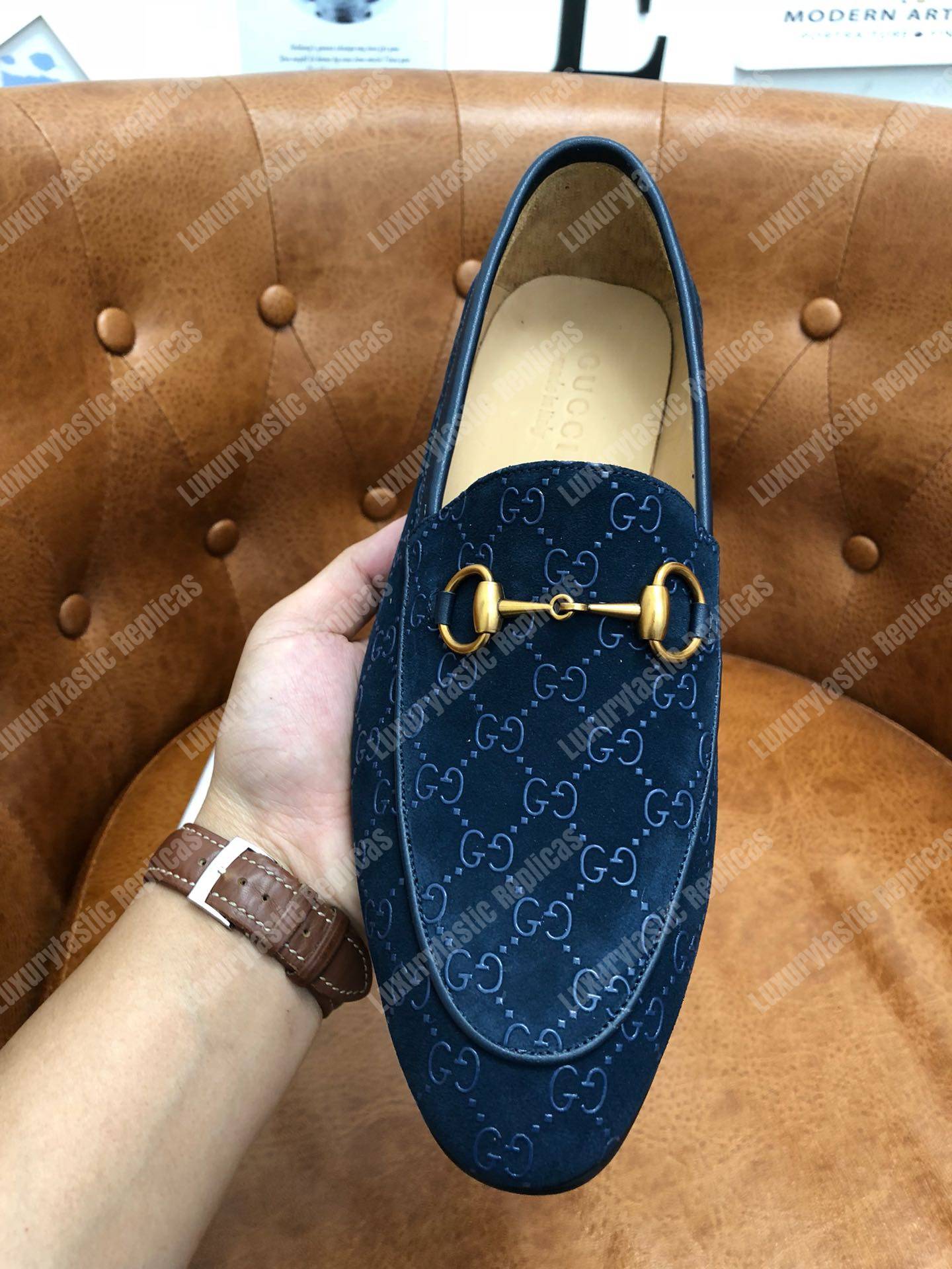 G*u*i jordaan gg velvet loafer blue