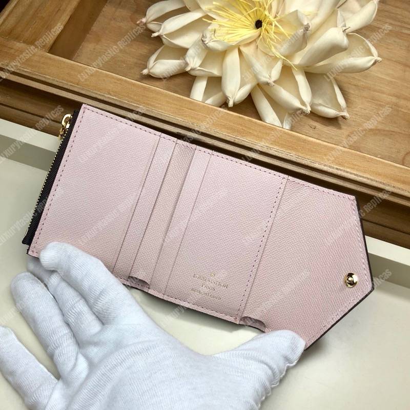 LV Zoé Wallet Monogram Rose Ballerine colored leather