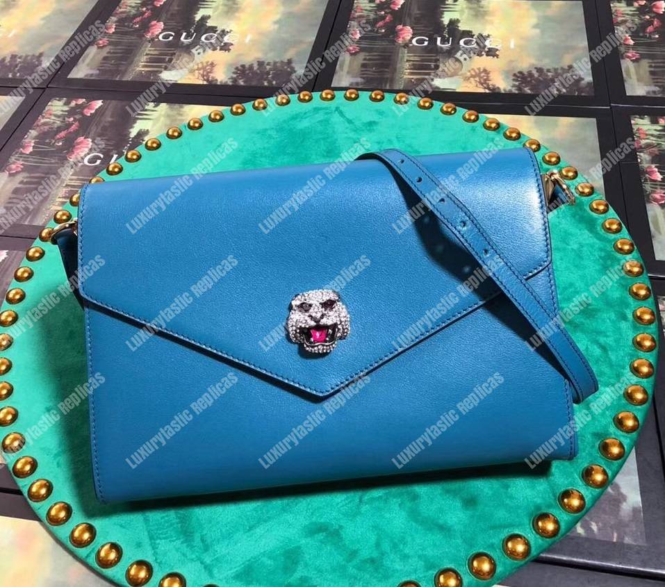 G*u*i medium leather shoulder bag blue