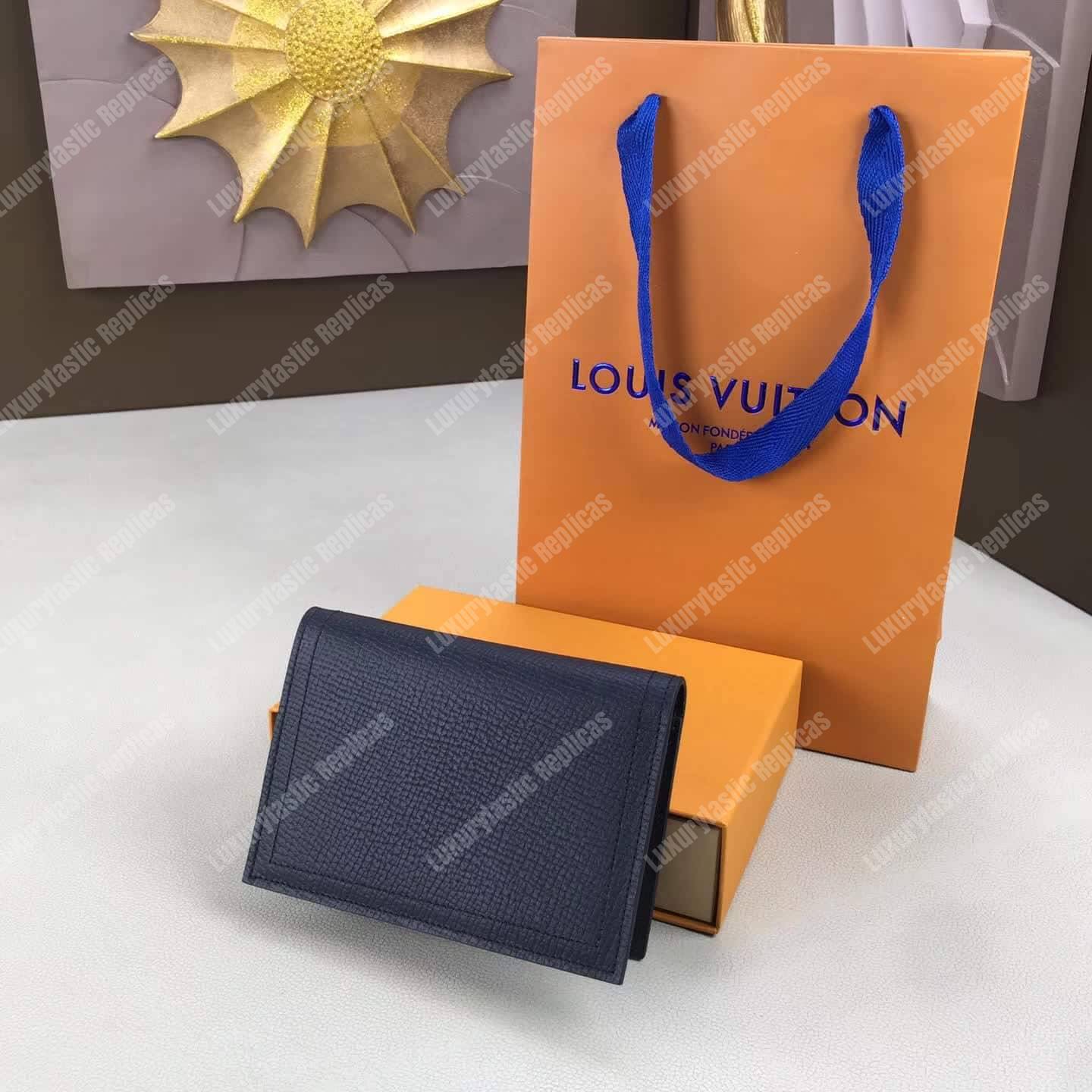 LV Passport Cover Utah Leather Blue Marine
