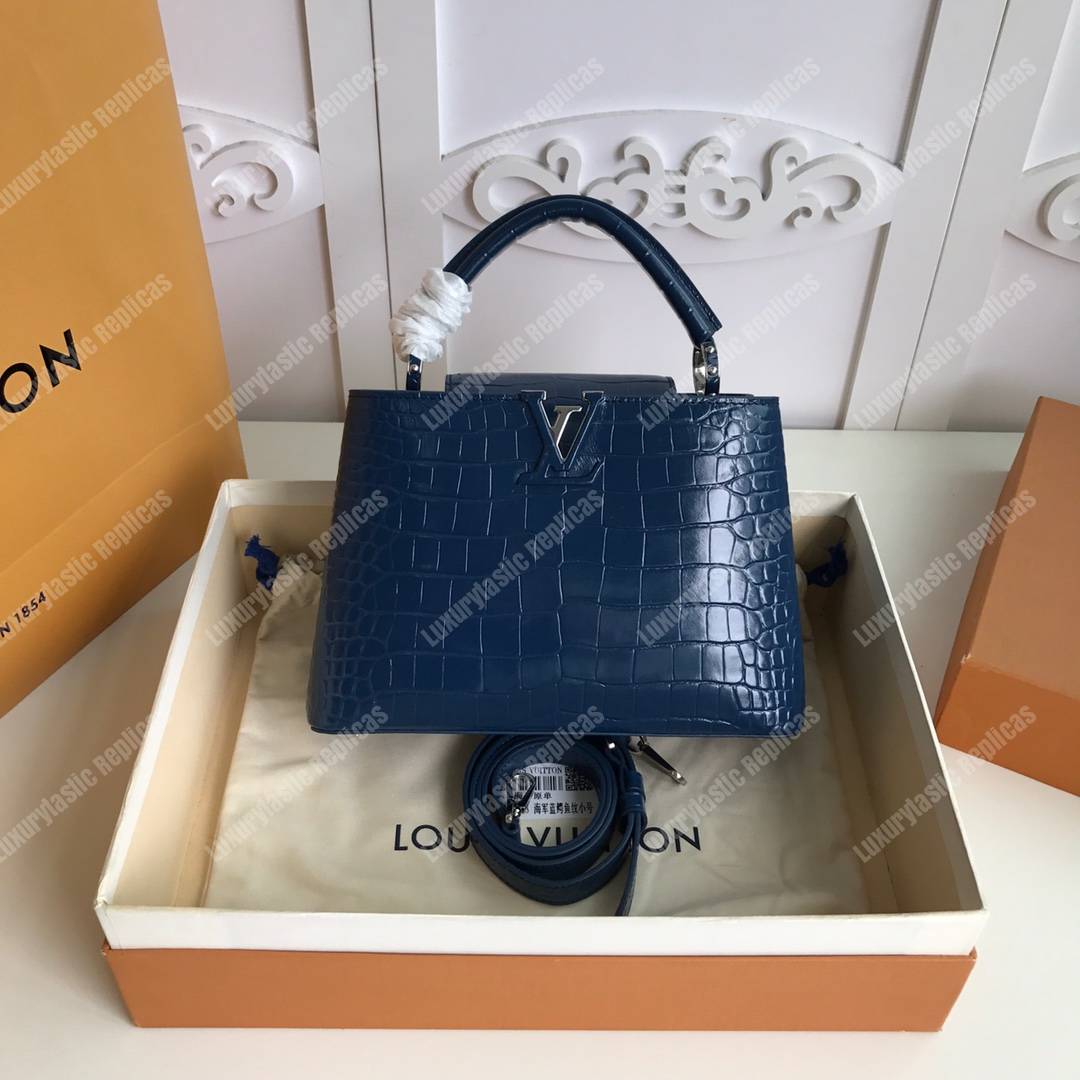 LV Capucines Mini Crocodilien Brillant Bleu ocean