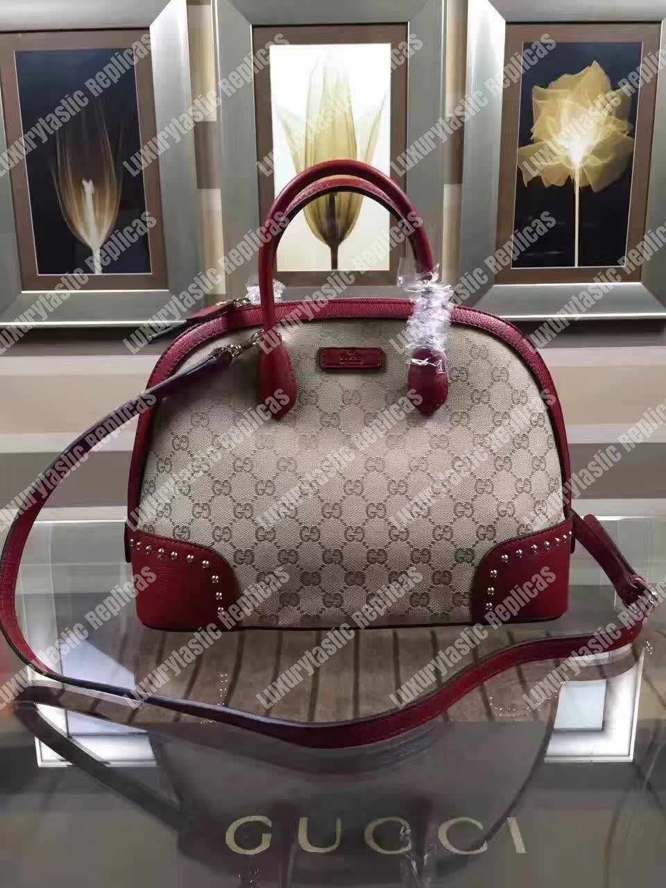 G*u*i gg canvas top handle bag red
