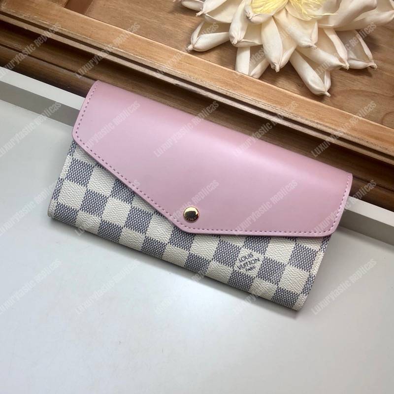 LV Sarah Wallet Damier Azur Eau de Rose Pink