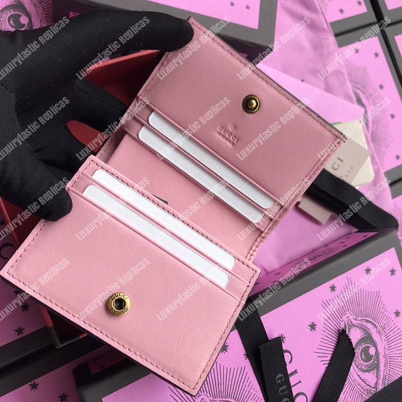 G*u*i queen margaret leather card case wallet white pink red