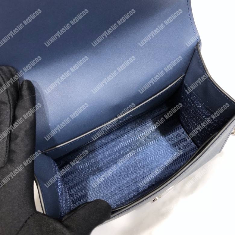 pra*a monoCh*0me saffiano leather bag dark blue