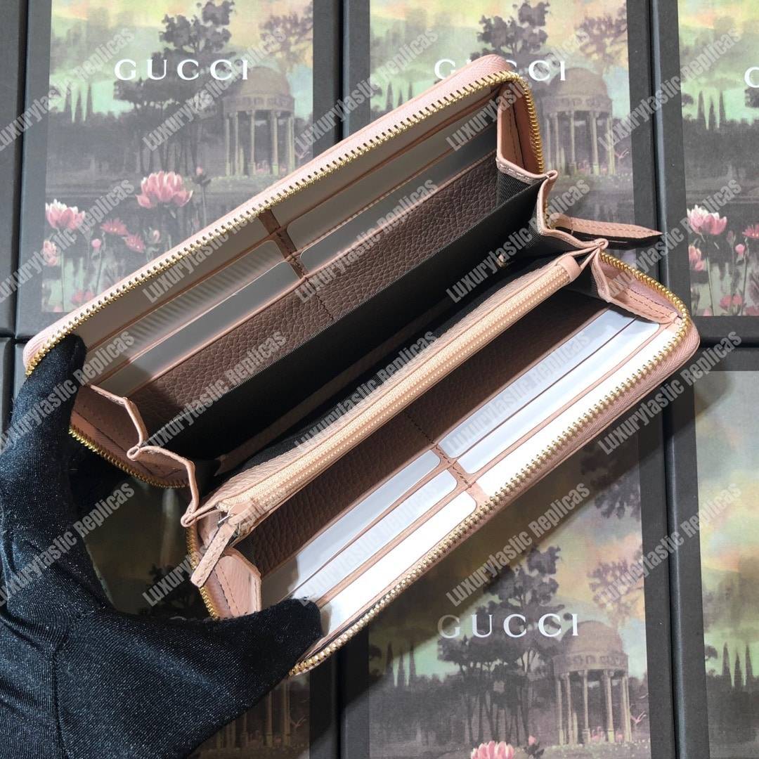 G*u*i leather zip around wallet light pink