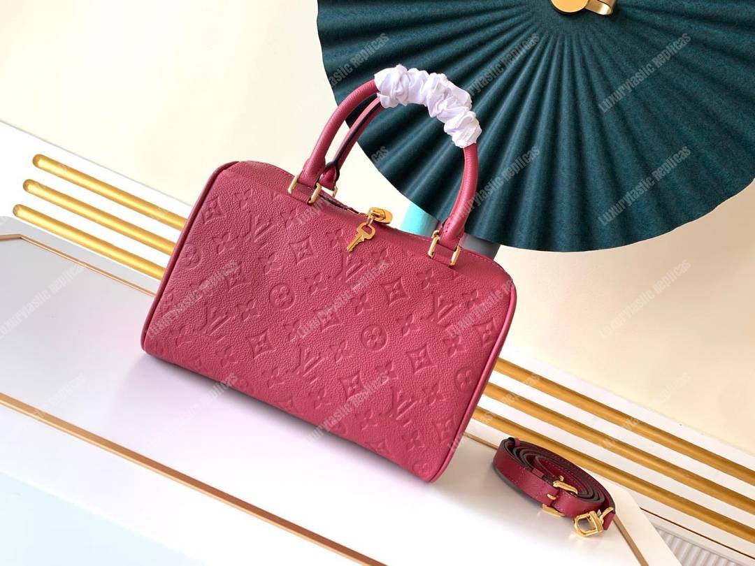 LV Speedy Bandouliere 25 Monogram Empreinte Leather Cherry Berry