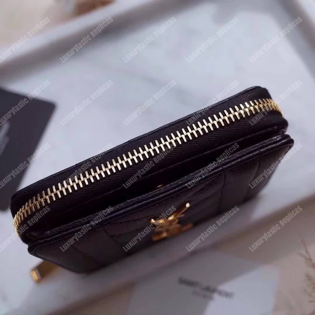 Saint Laurent Compact Zip Around Wallet Black