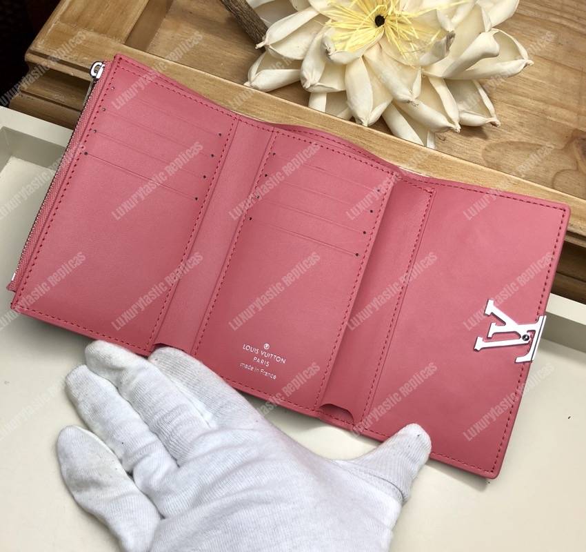 LV Capucines Compact Wallet Taurillon Noir Leather Monogram Flowers