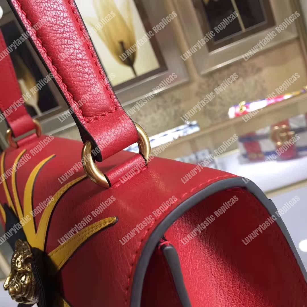G*u*i osiride leather top handle bag red