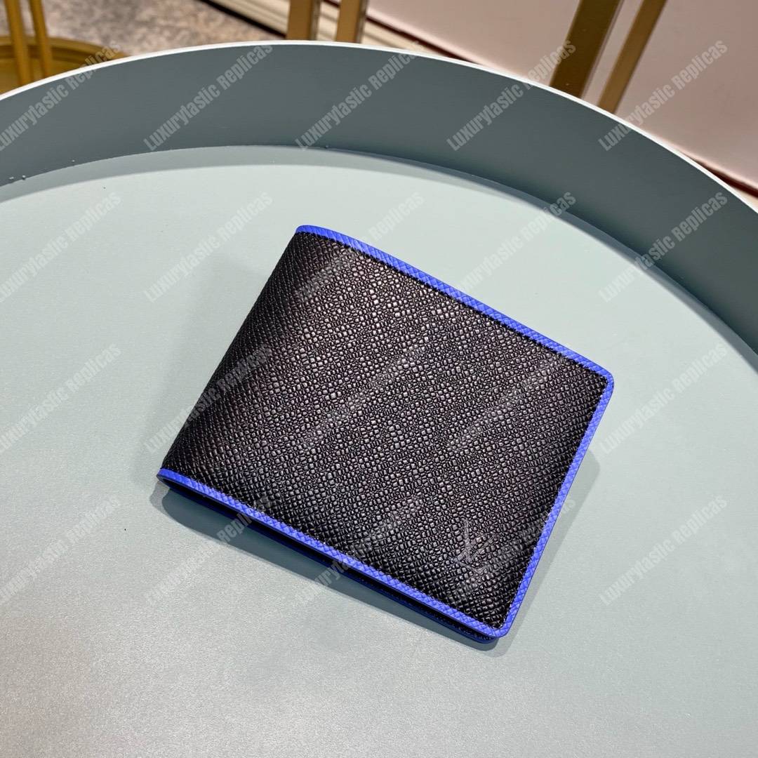 LV Multiple Wallet Taiga Leather Blue Trim