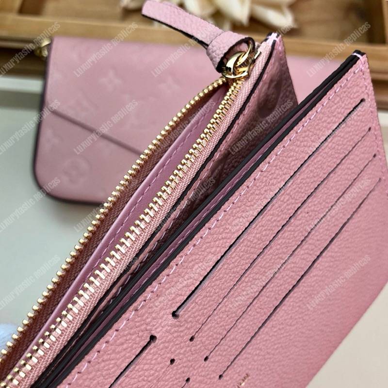 LV Pochette Felicie Monogram Empreinte Leather Rose Poudre