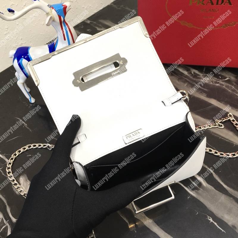 Pra*a cahier calf leather bag white