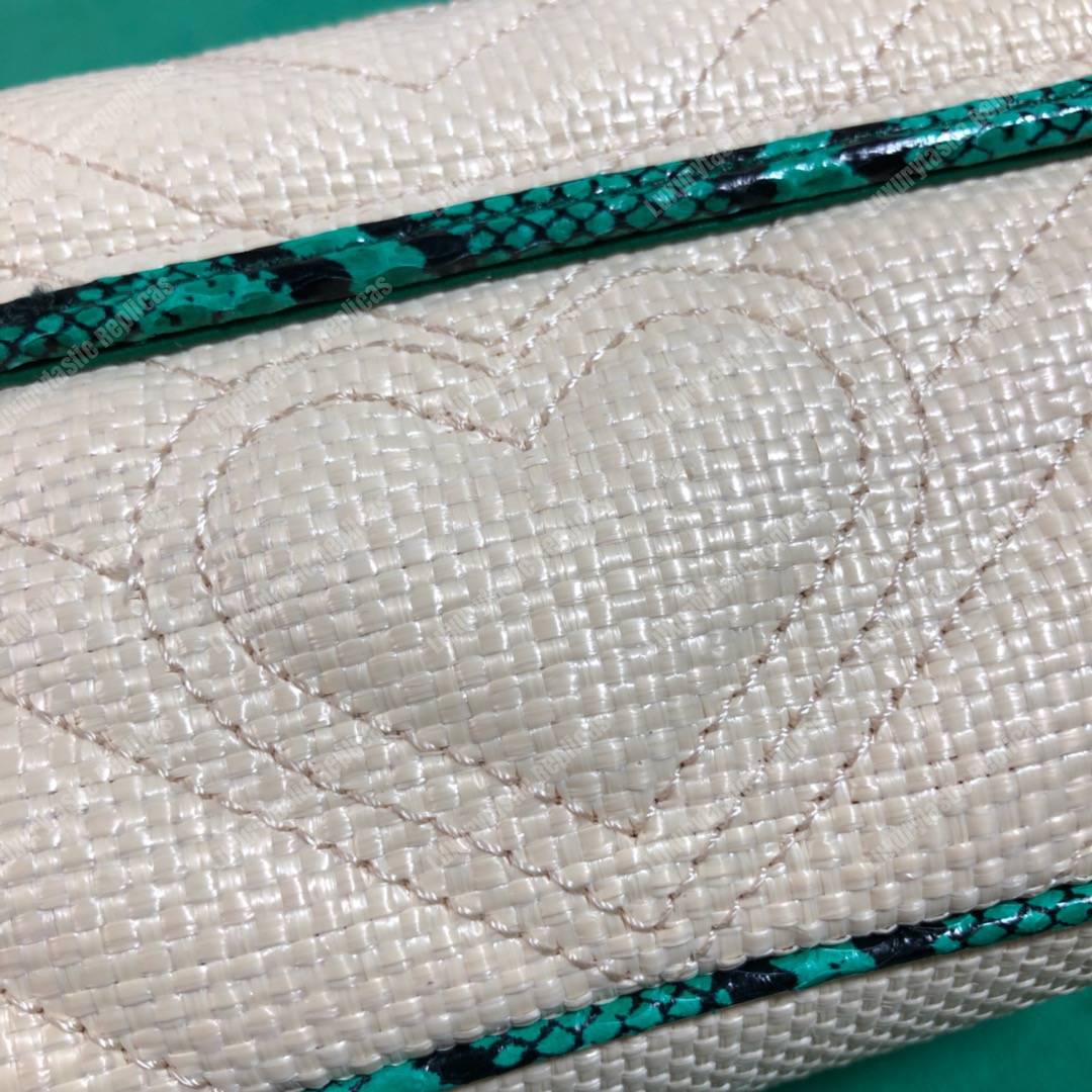 G*u*i gg marmont matelassé super mini bag green snakeskin trim