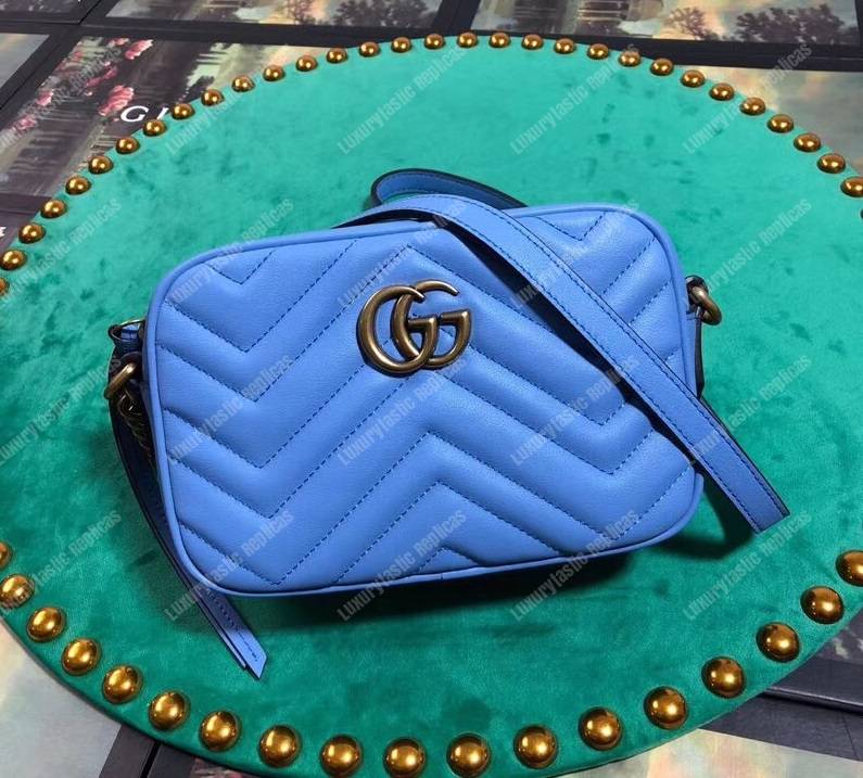 G*u*i gg marmont matelassé mini bag blue