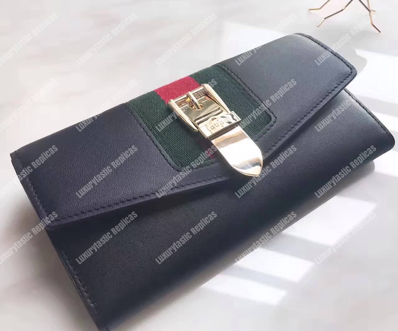 G*u*i sylvie leather continental wallet black