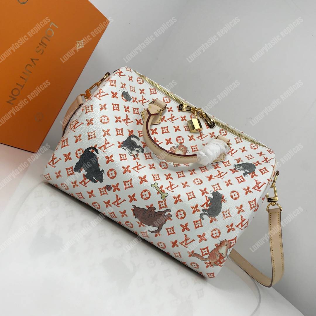 LV Speedy Bandouliere 30 Catogram White/Orange
