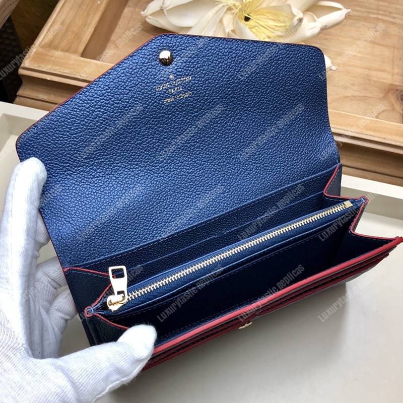 LV Sarah Wallet Monogram Empreinte Leather Marine Rouge