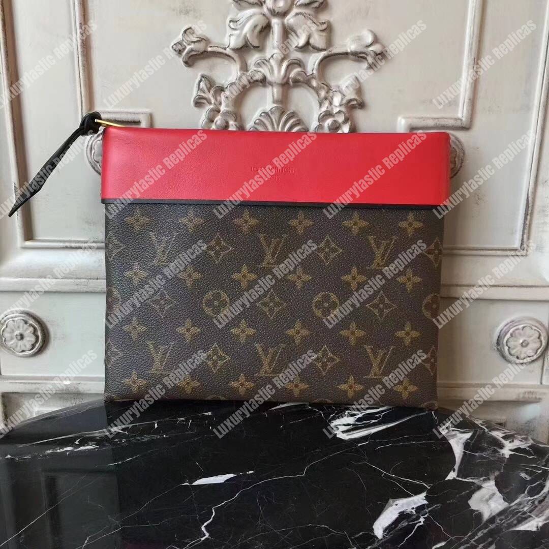 LV Pochette Tuileries Monogram Coated Canvas Red