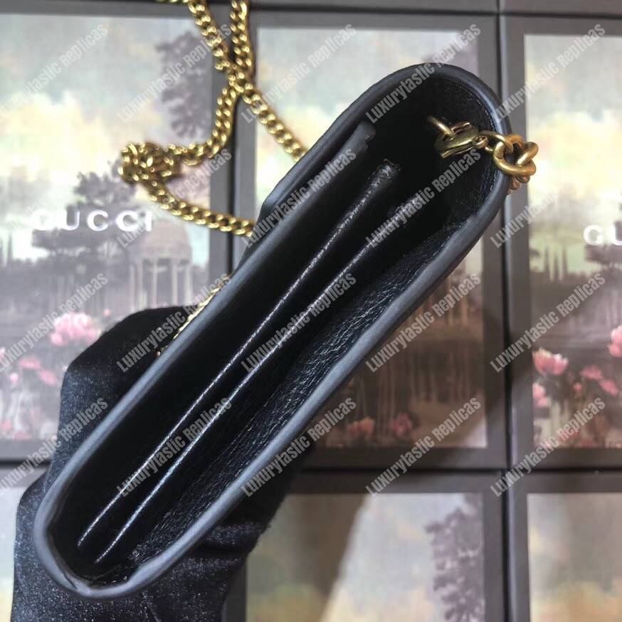 G*u*i calfskin garden dionysus chain wallet black with butterfly