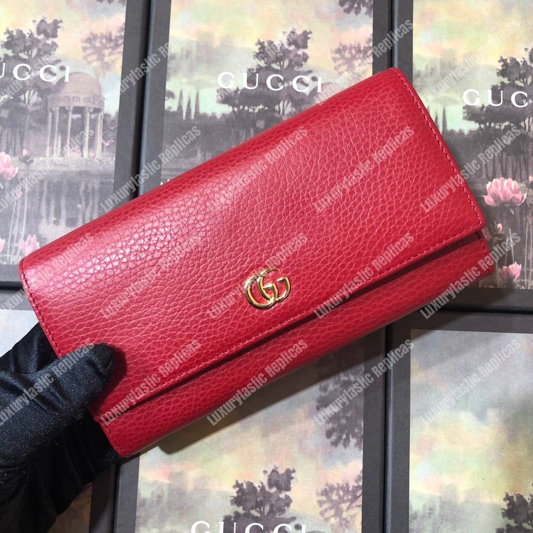 G*u*i red gg marmont leather continental wallet small gg metal