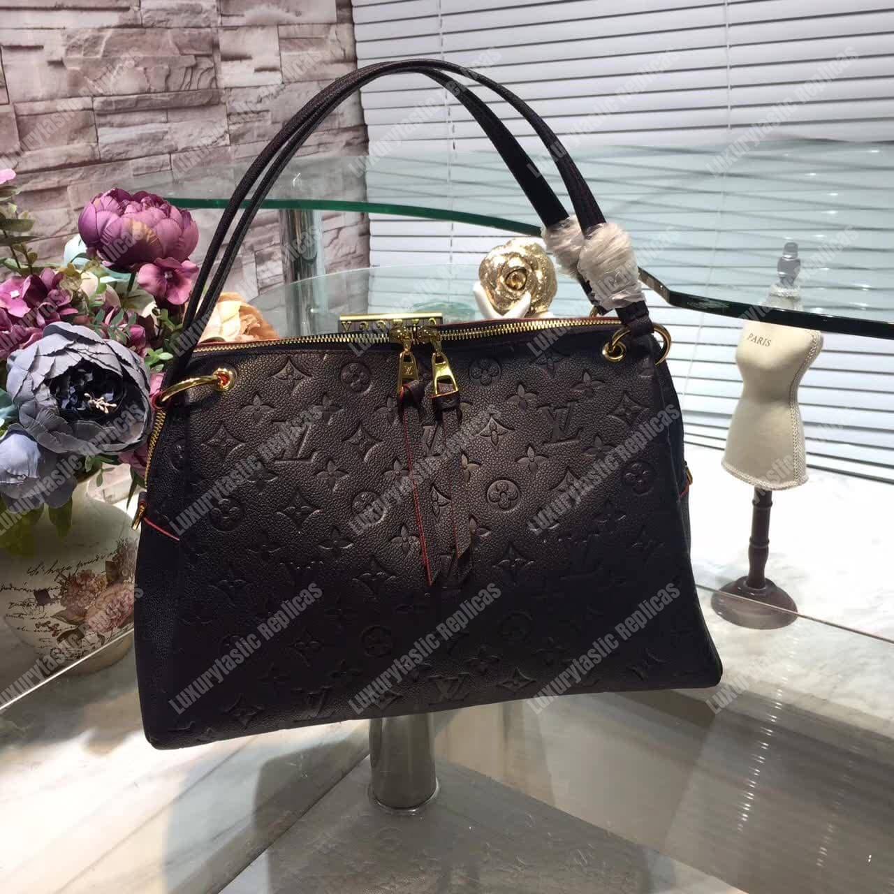 LV Ponthieu PM Monogram Empreinte Leather Marine Rouge