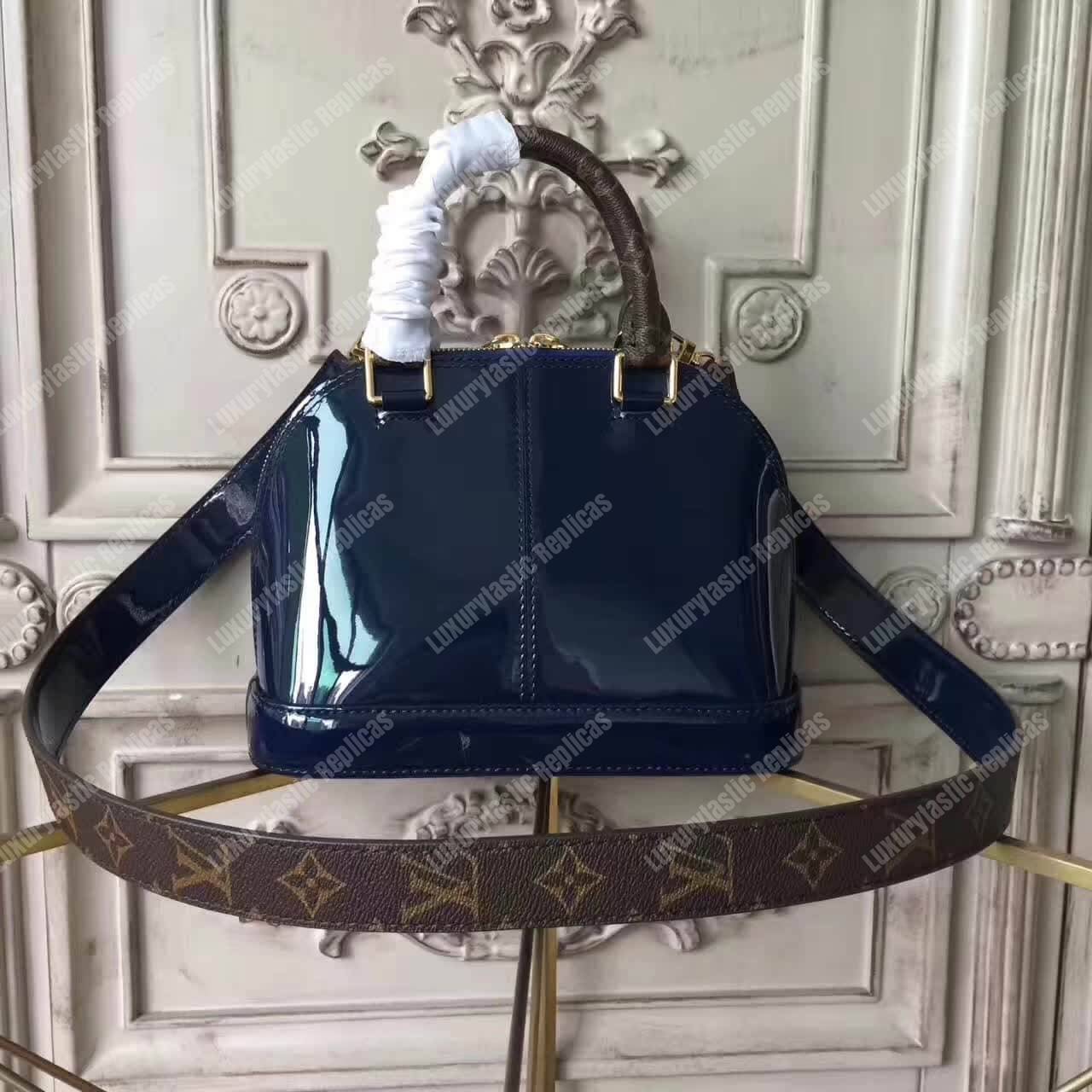 LV Alma BB Patent Leather Marine