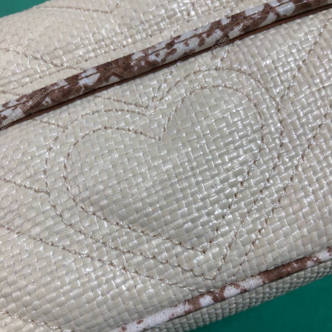 G*u*i gg marmont matelassé super mini bag cream snakeskin trim