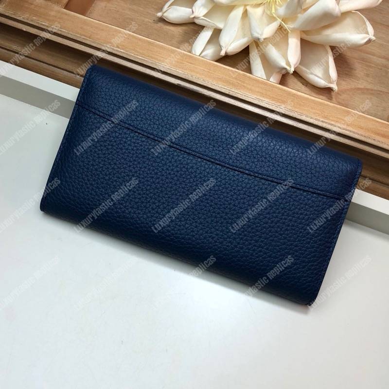 LV Capucines Wallet Taurillon Marine Rouge